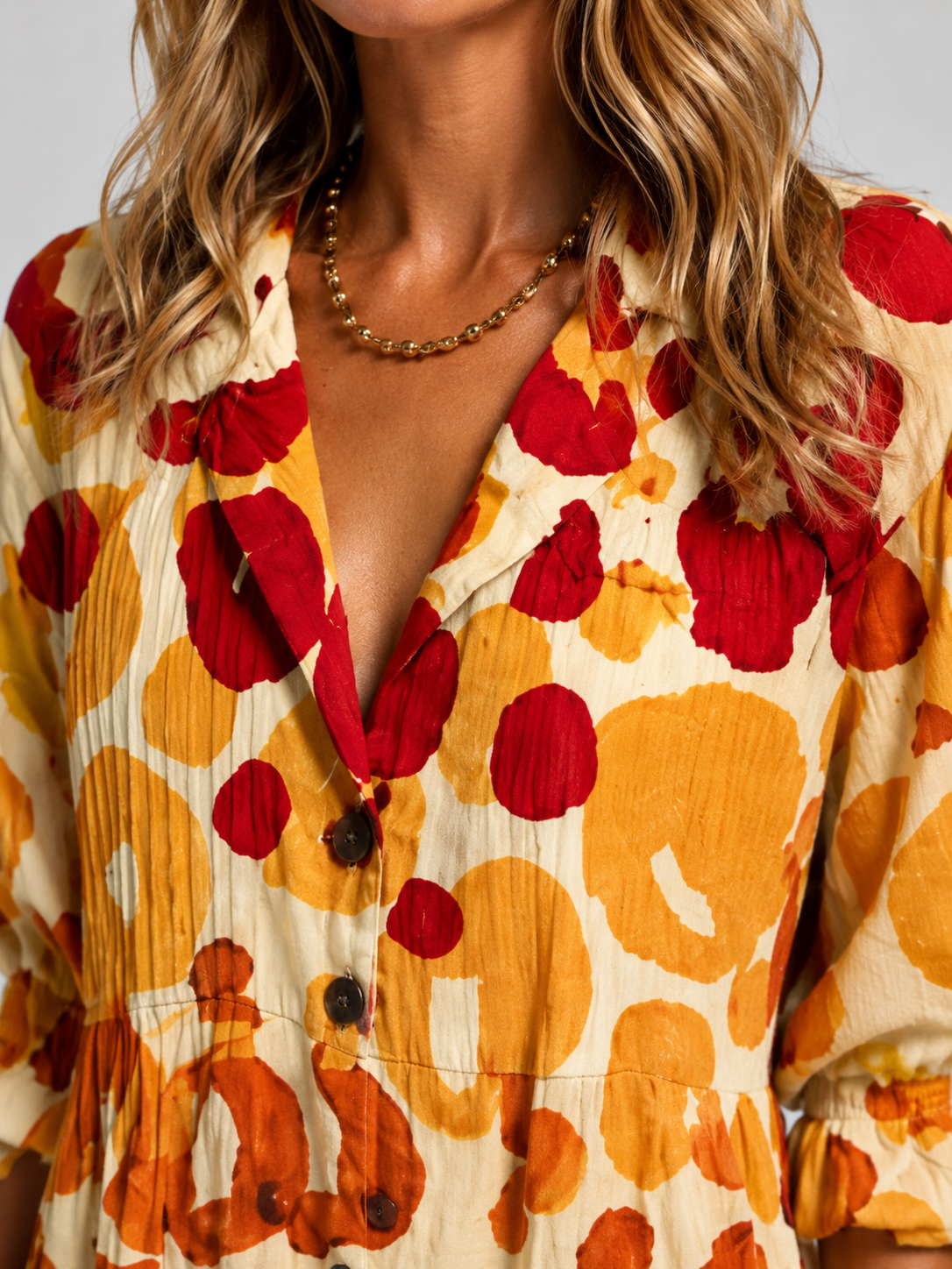 Women's Printed Maxi Dress with Button Front for Warm Days