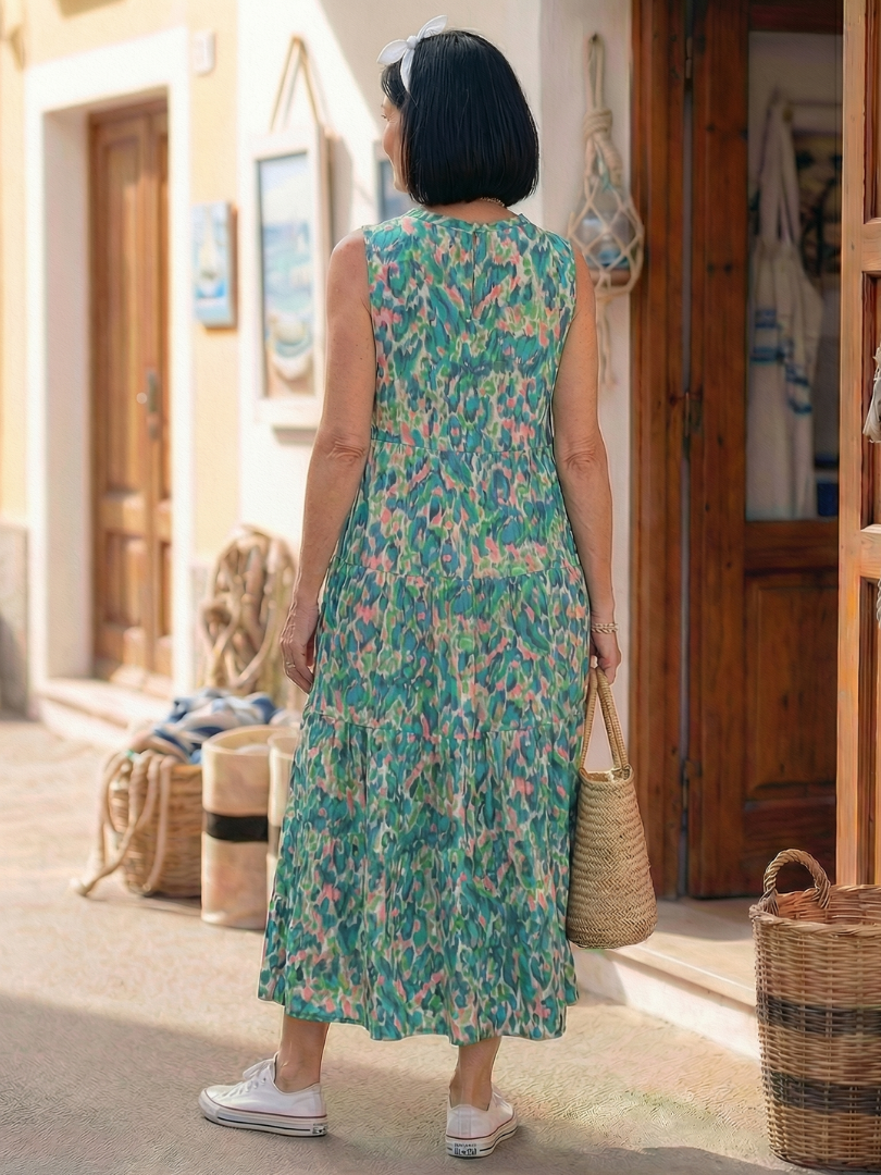 Women's Midi Dress with Tie-Neck for Casual Day Out