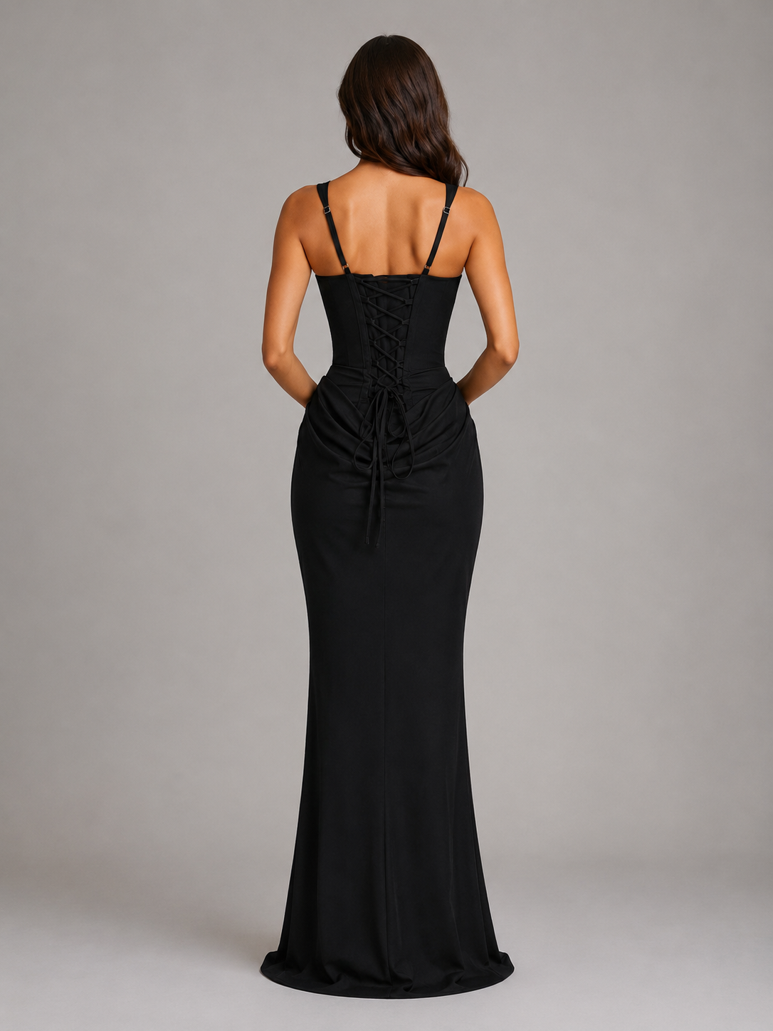 Women's Bodycon Maxi Dress with Draped Waist for Gala