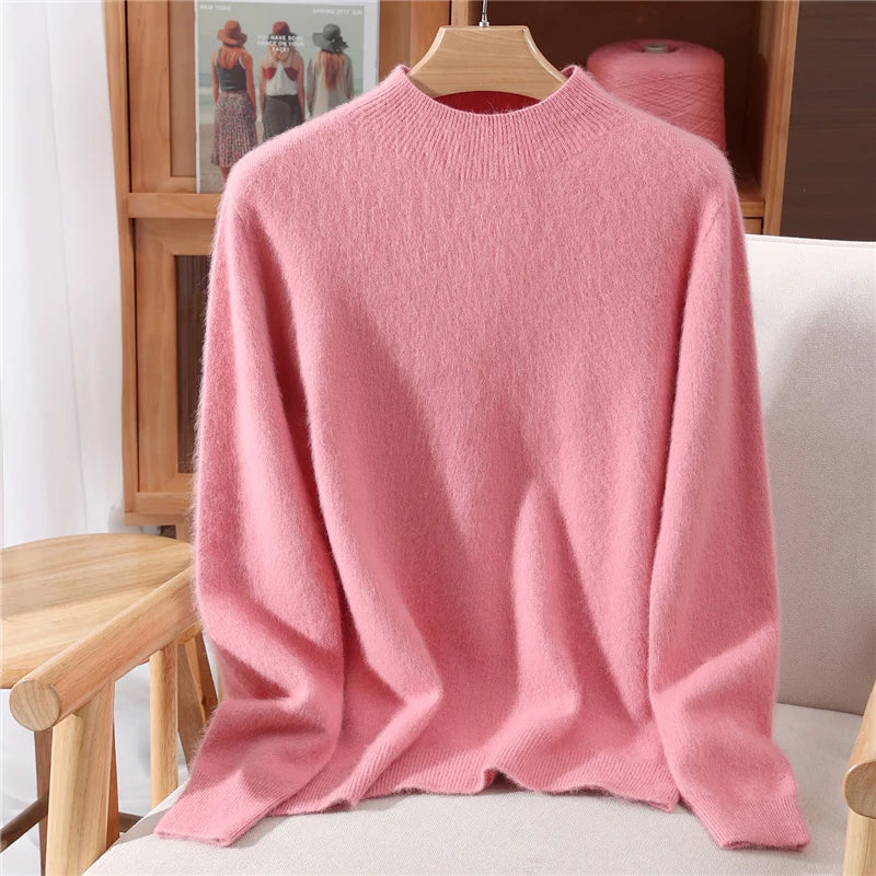 Women's Cashmere Knit with Mock-Neck for Autumn Layering