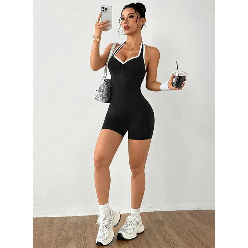 Women's Gym Jumpsuit with Halter for Gym Workouts