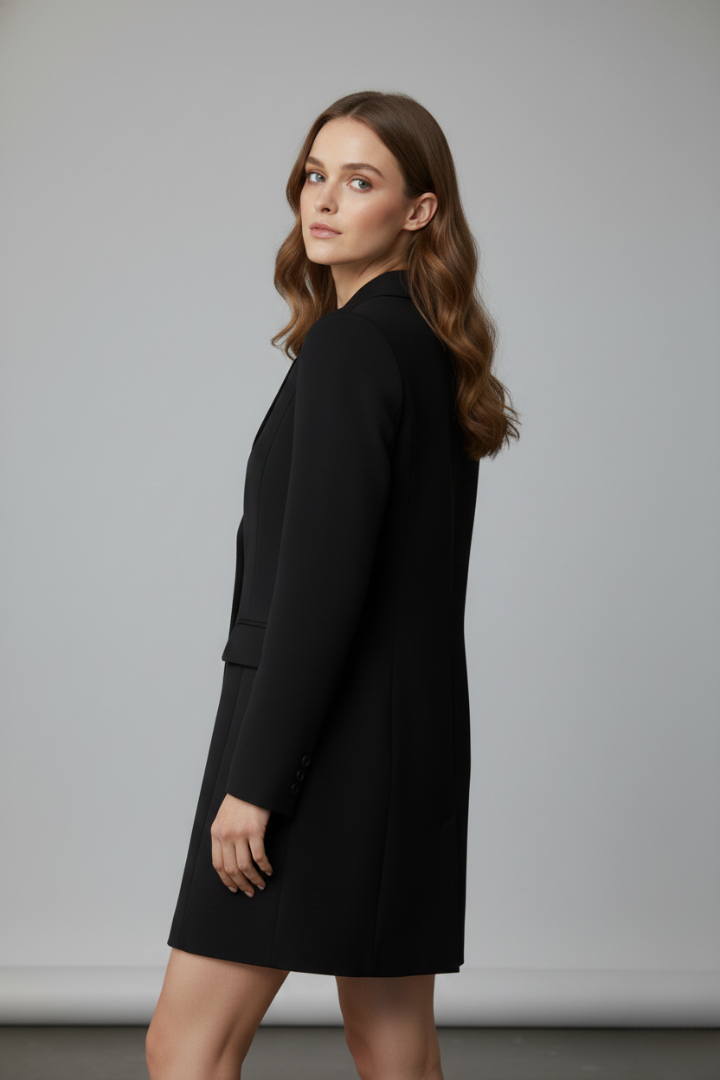 Women's Longline Blazer with Notched Lapel for Workwear