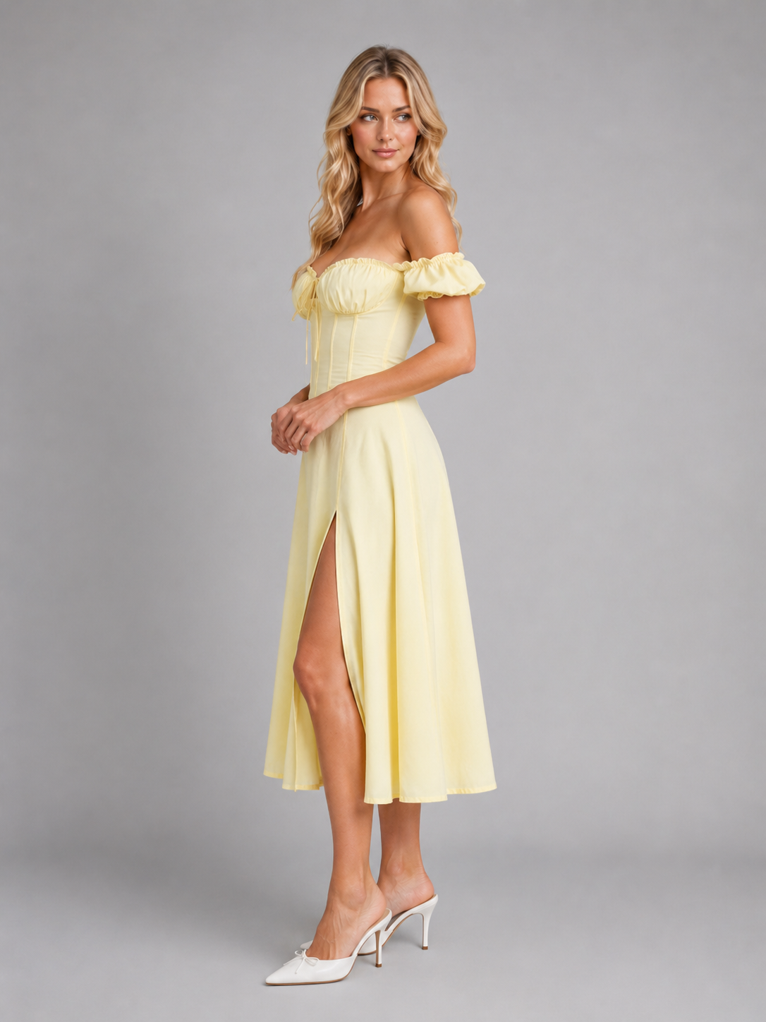 Women's Milkmaid Corset Midi Dress for Garden Parties
