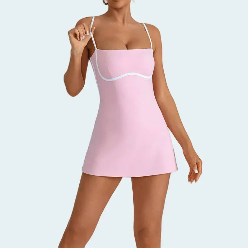 Women's One-Piece Suit with Built-in Shorts for Sports