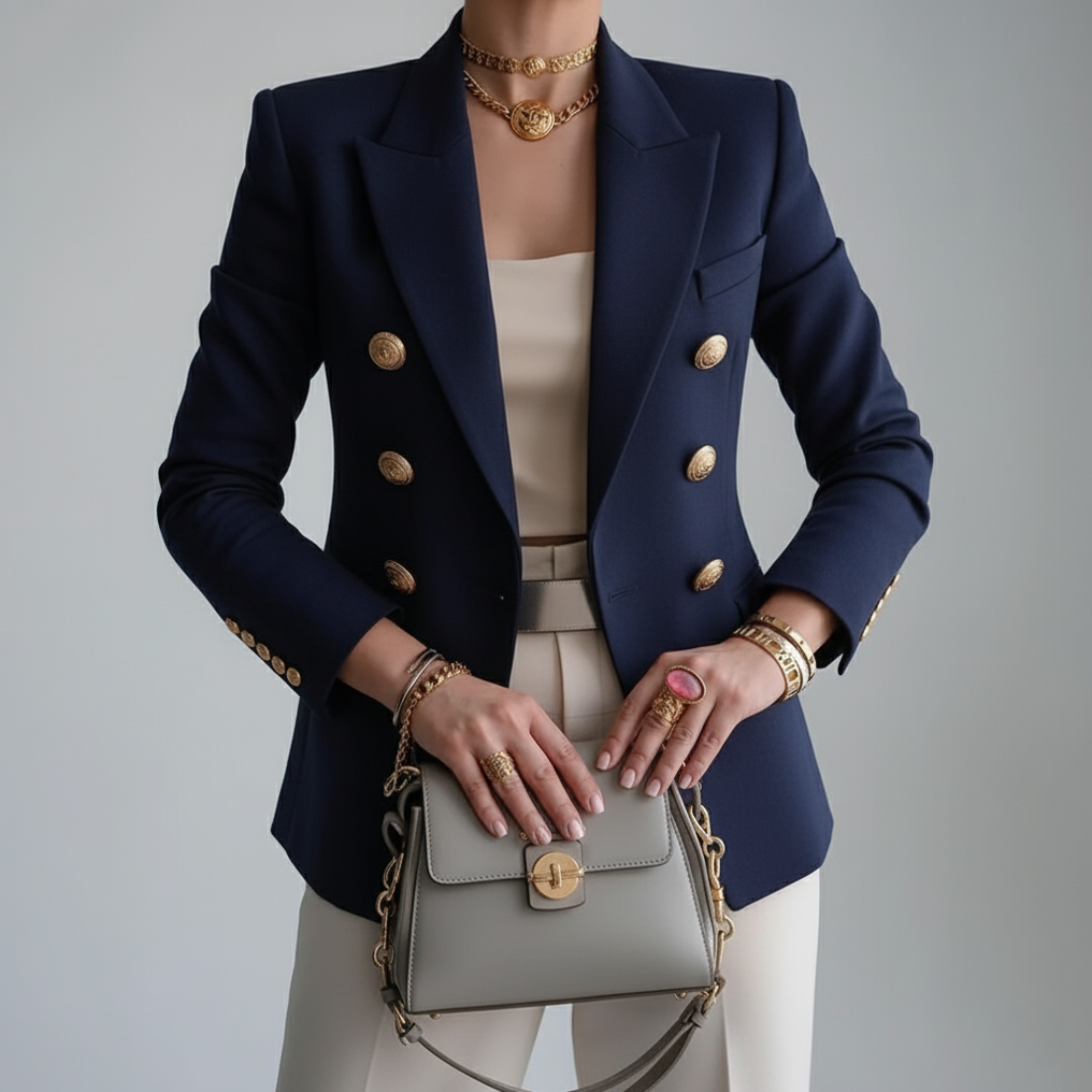 Women's Refined Blazer with Double-Breasted Front for Work