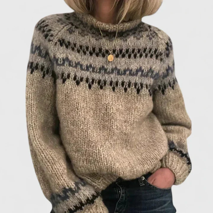 Women's Sweater with Nordic Pattern for Crisp Autumn