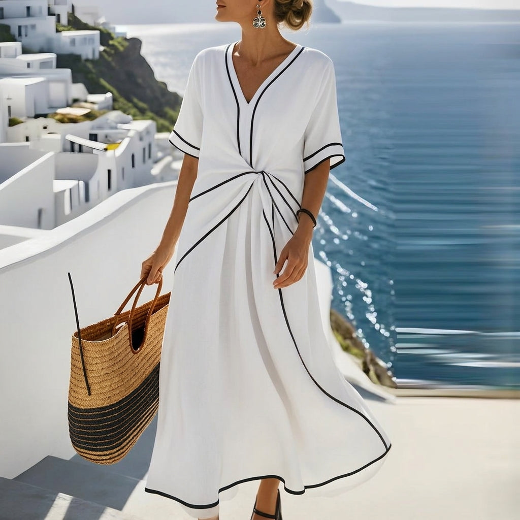 Women's Silk Dress with Fluid Drape for Formal Events