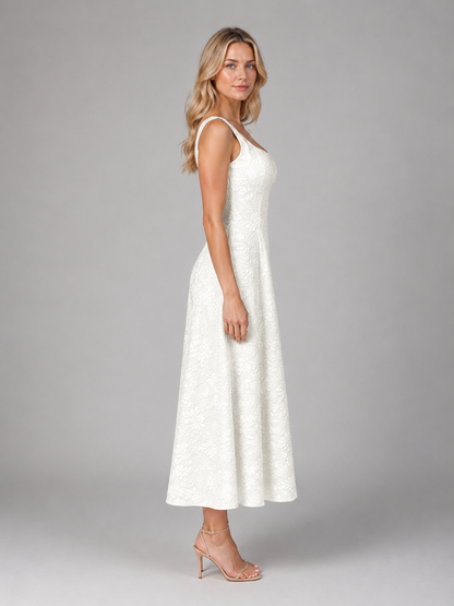 Women's Jacquard Midi Dress with Floral for Weddings