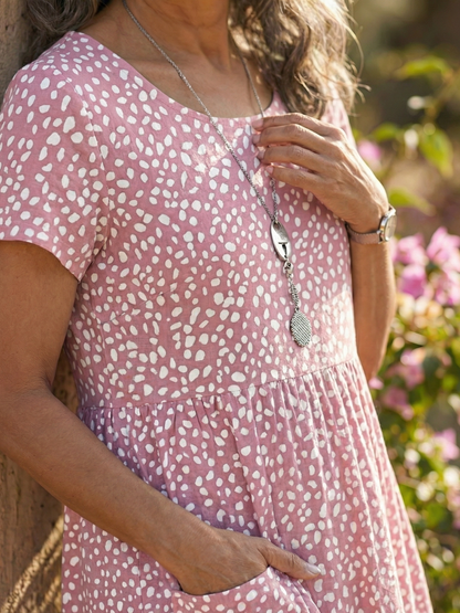 Women's Casual Dress with Dotted Pattern for Everyday Wear