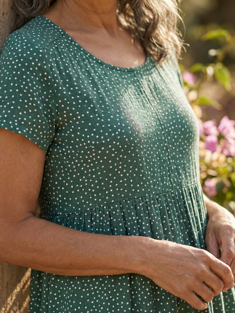 Women's Casual Dress with Dotted Pattern for Everyday Wear