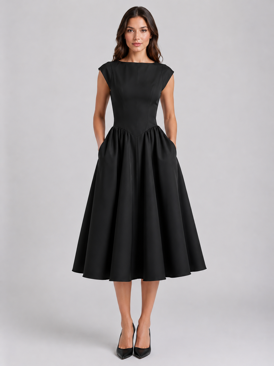 Women's Midi Dress with Structured Silhouette for Wedding