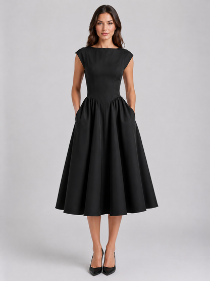 Women's Midi Dress with Structured Silhouette for Wedding