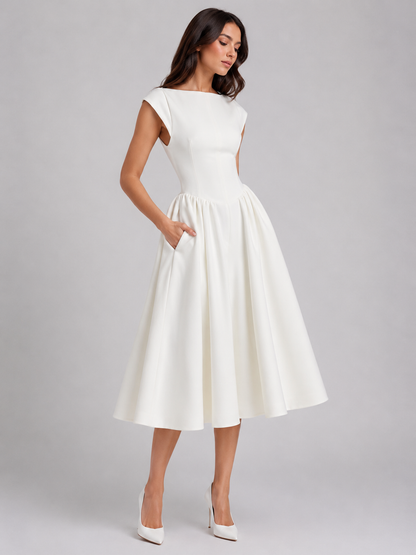 Women's Midi Dress with Structured Silhouette for Wedding