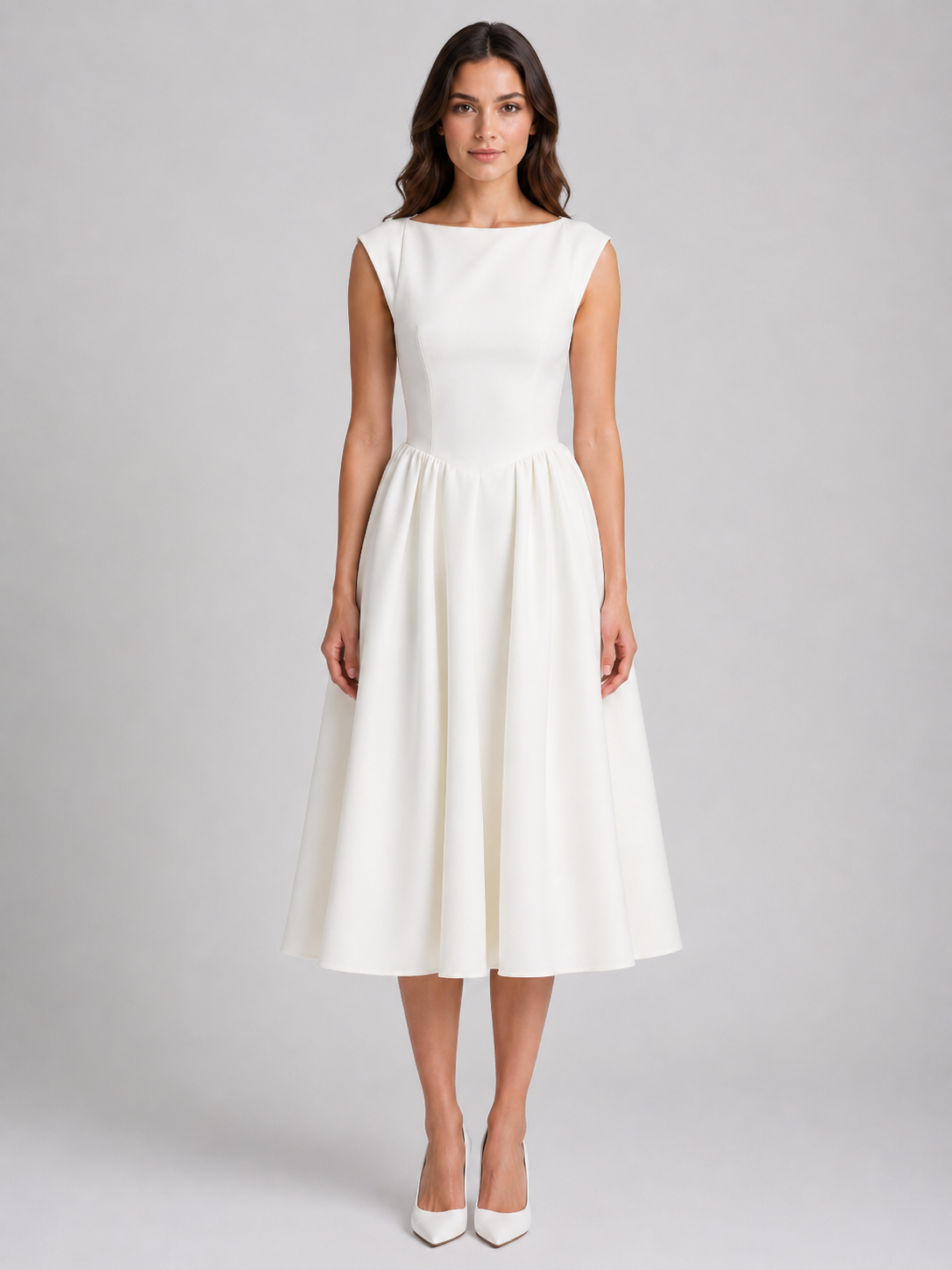 Women's Midi Dress with Structured Silhouette for Wedding