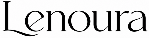 The brand name 'Lenoura' is displayed in a black elegant serif typeface against a solid white background.