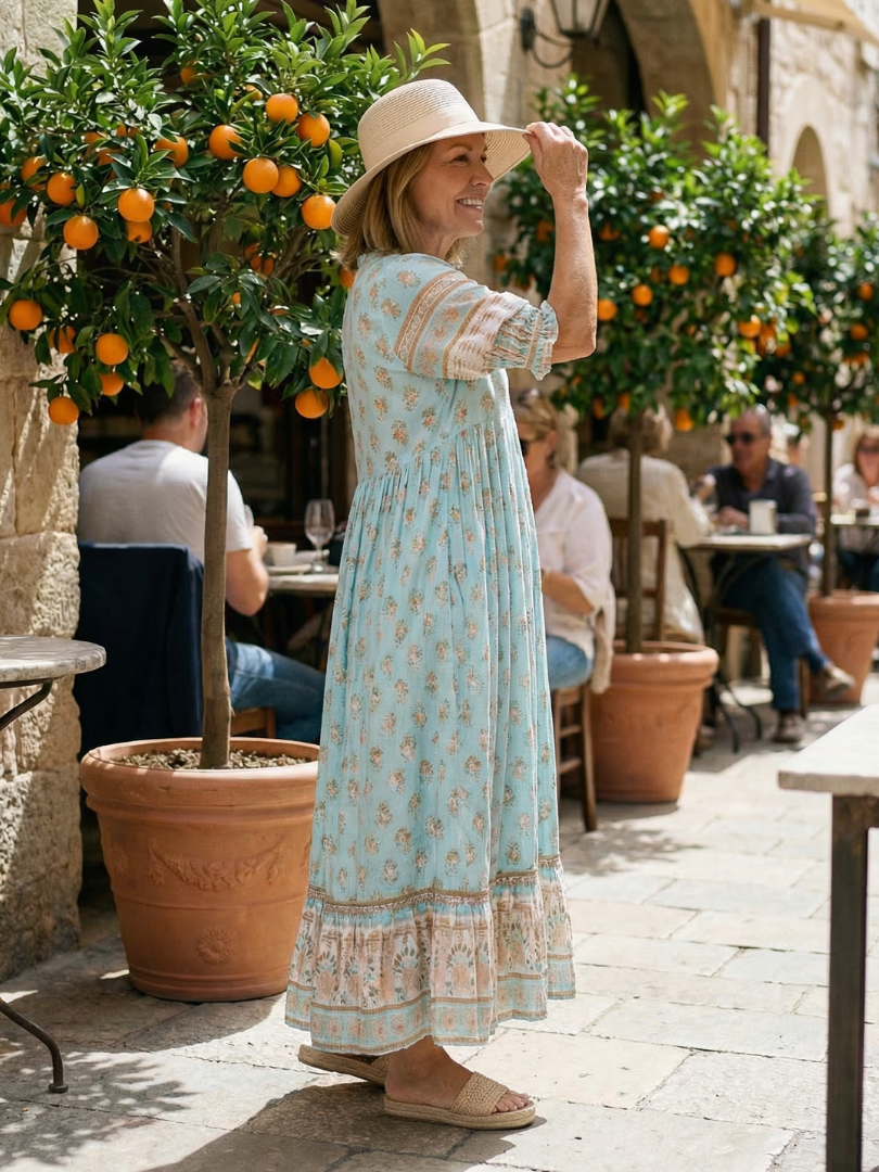 Women's Floral Dress with V-Neck for Daytime Casual Outings