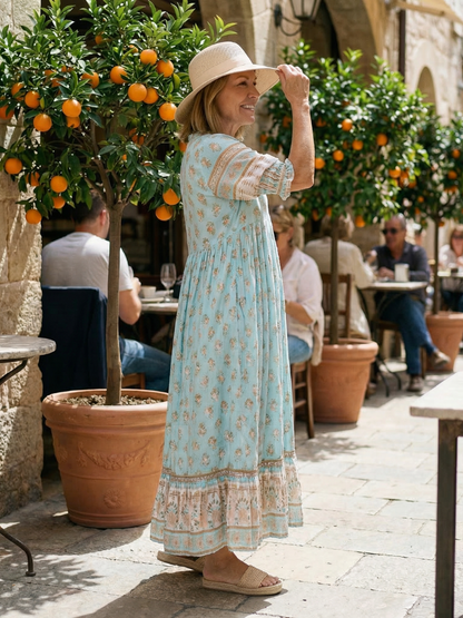 Women's Floral Dress with V-Neck for Daytime Casual Outings