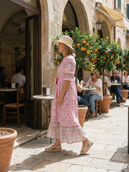 Women's Floral Dress with V-Neck for Daytime Casual Outings