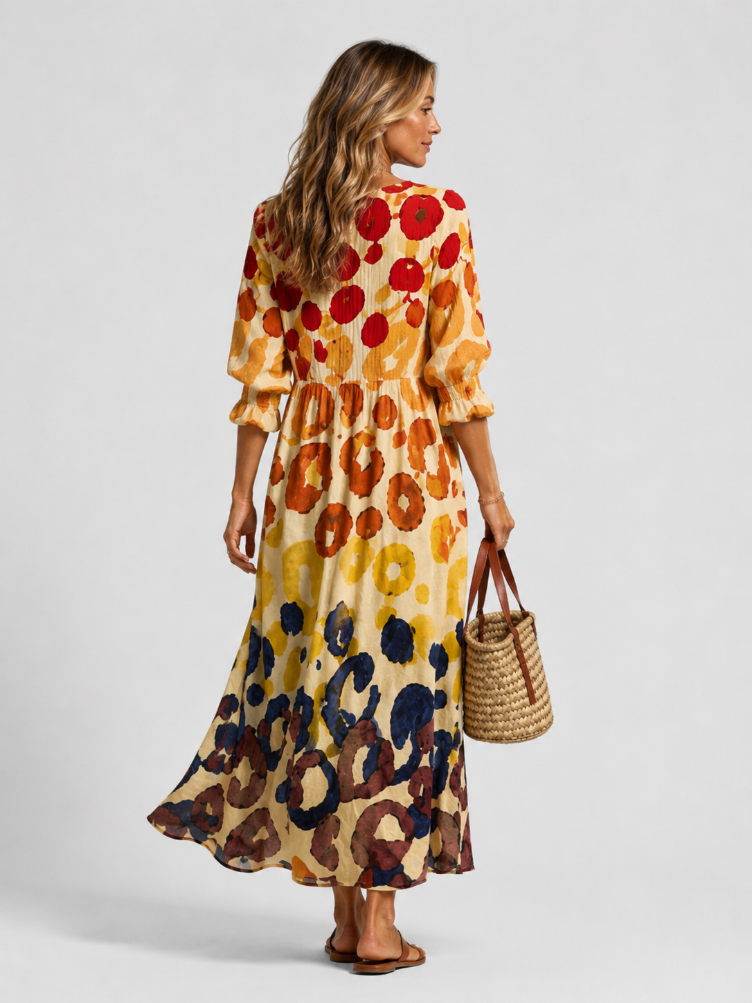 Women's Printed Maxi Dress with Button Front for Warm Days