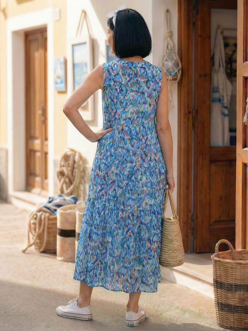 Women's Midi Dress with Tie-Neck for Casual Day Out