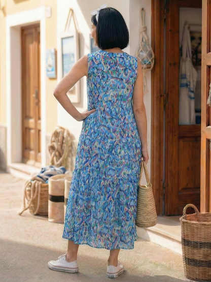 Women's Midi Dress with Tie-Neck for Casual Day Out