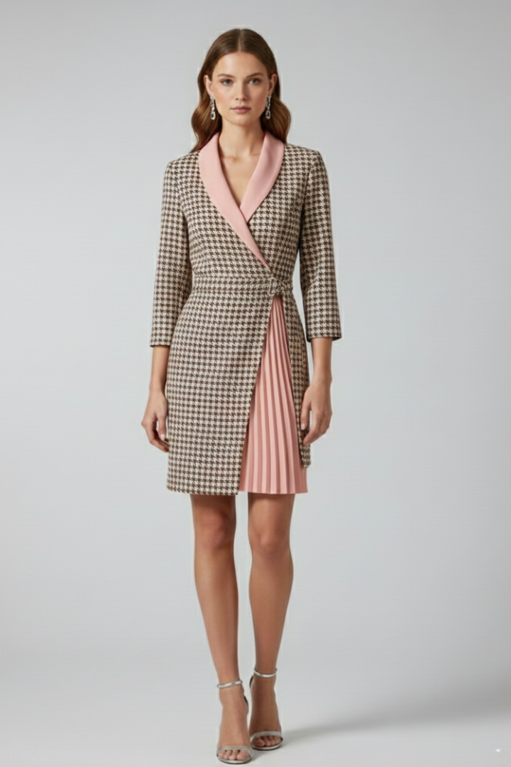 Women's Blazer Dress with Notched Collar for Workplace