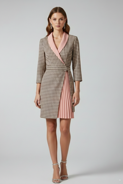 Women's Blazer Dress with Notched Collar for Workplace