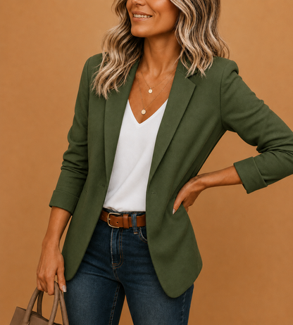 Women's Blazer Jacket with One-Button Front for Work