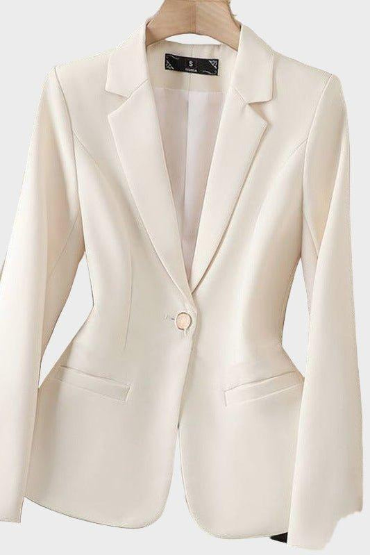 Women's Blazer with Notch Lapel and Single Button for Work