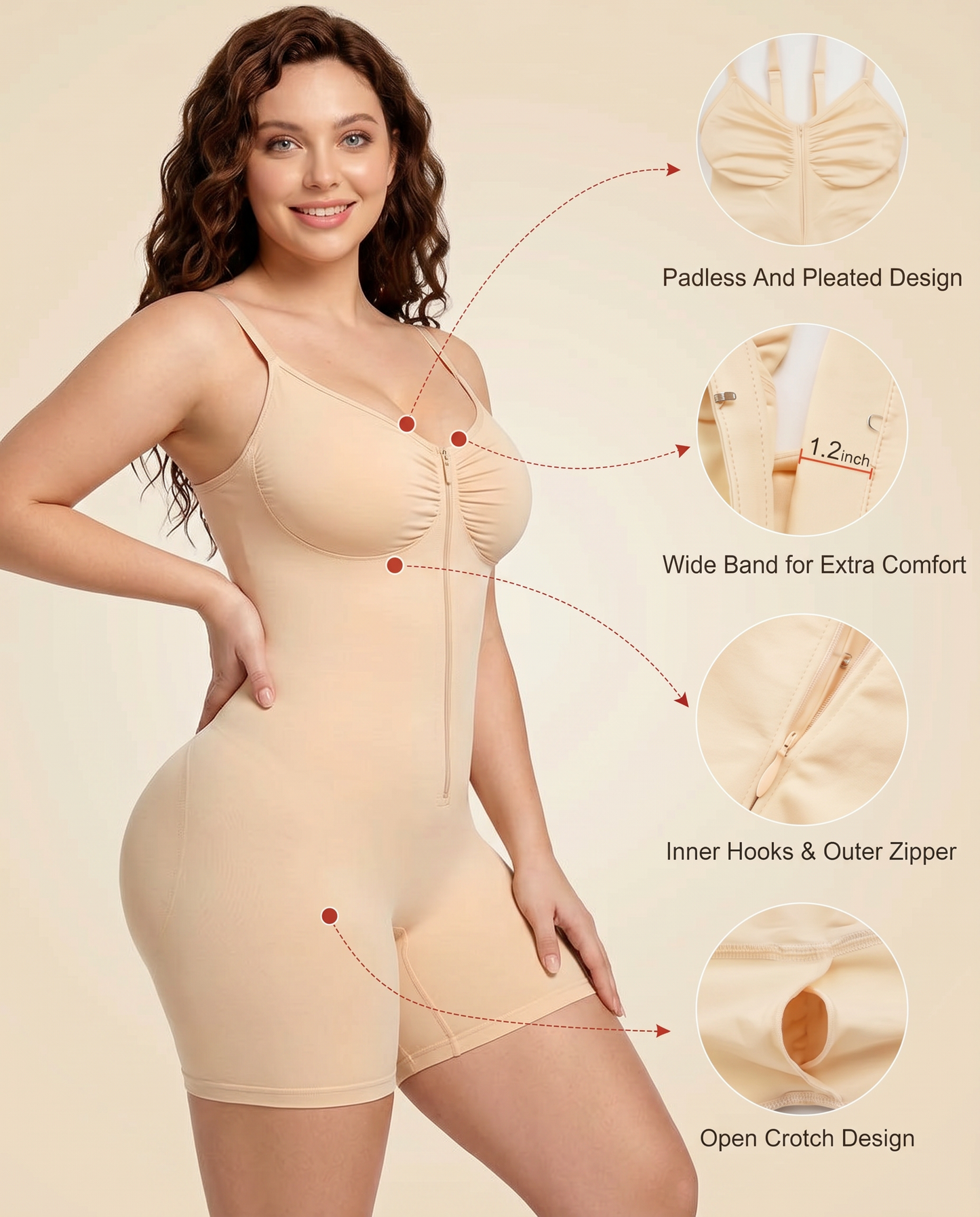 Women's Body Shaper with Zip Closure for Special Occasions