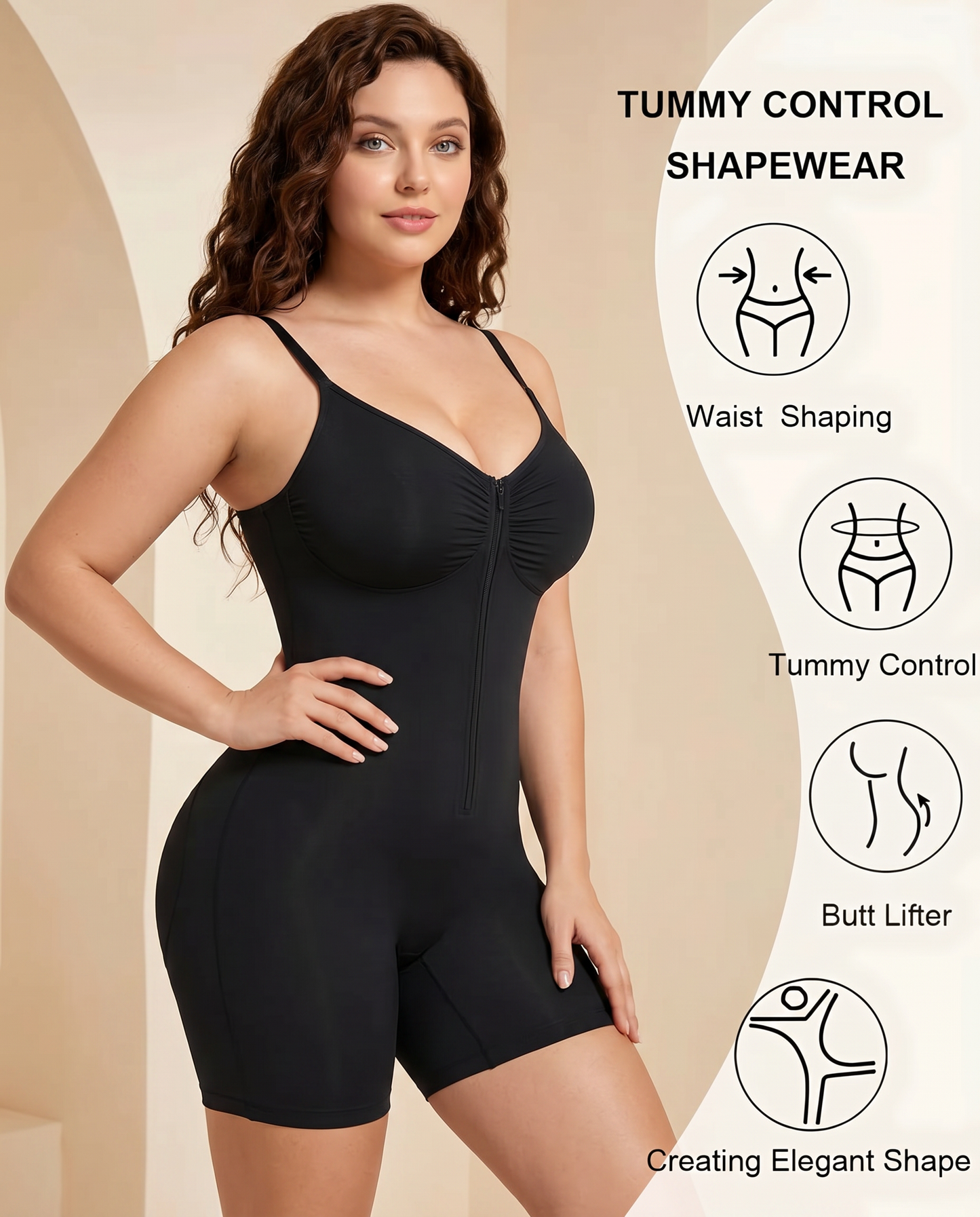 Women's Body Shaper with Zip Closure for Special Occasions