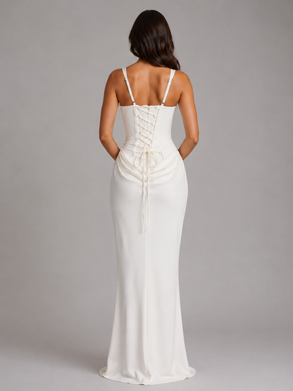 Women's Bodycon Maxi Dress with Draped Waist for Gala