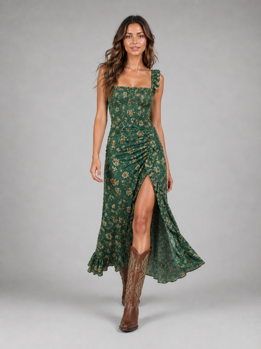 Women's Boho Maxi Dress with Side Slit for Summer Days