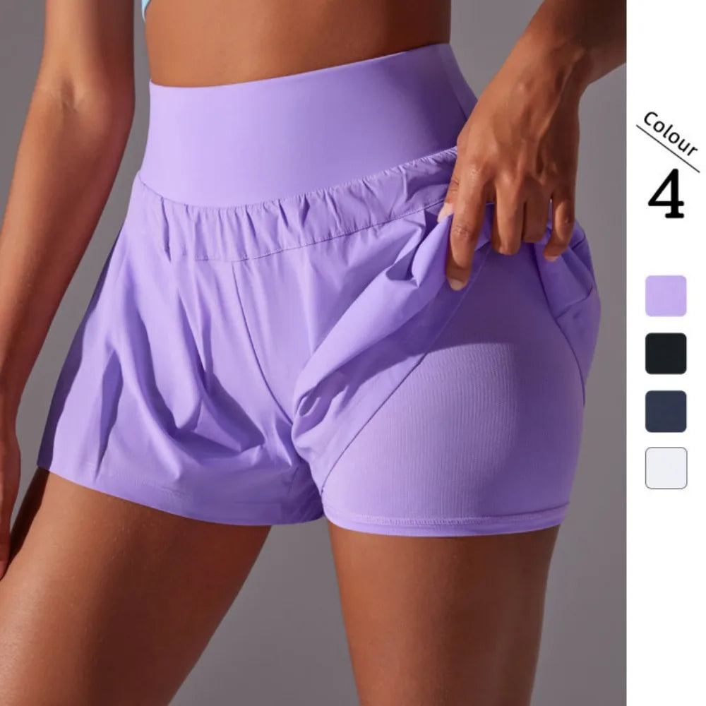Women's Breathable Mesh Shorts with Double Layer for Run