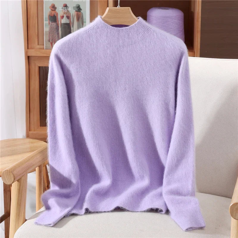 Women's Cashmere Knit with Mock-Neck for Autumn Layering