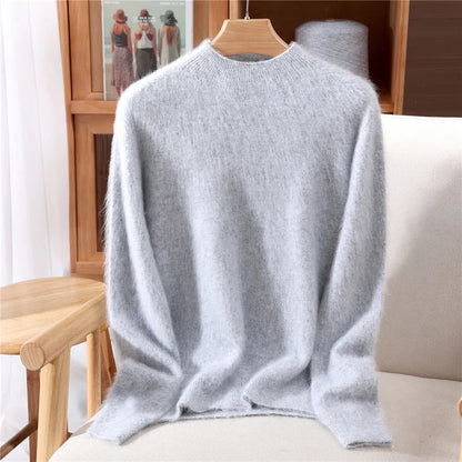 Women's Cashmere Knit with Mock-Neck for Autumn Layering