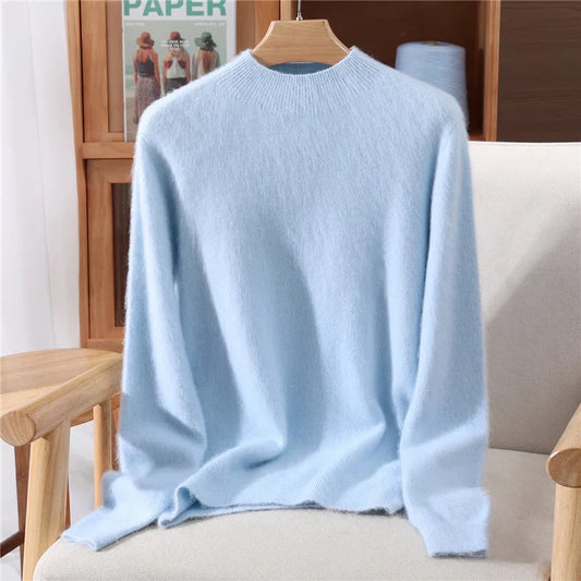 Women's Cashmere Knit with Mock-Neck for Autumn Layering