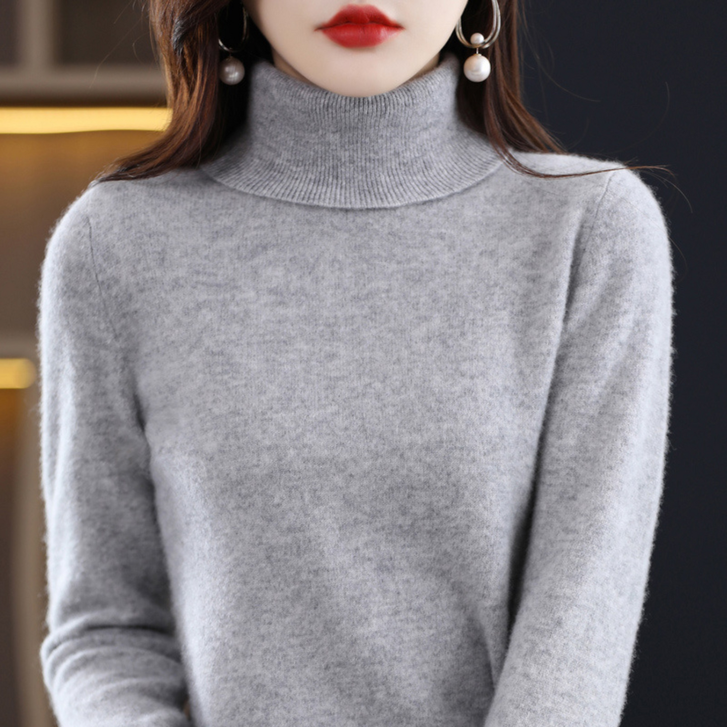 Women's Smart Cashmere Turtleneck with Slim Fit for Office