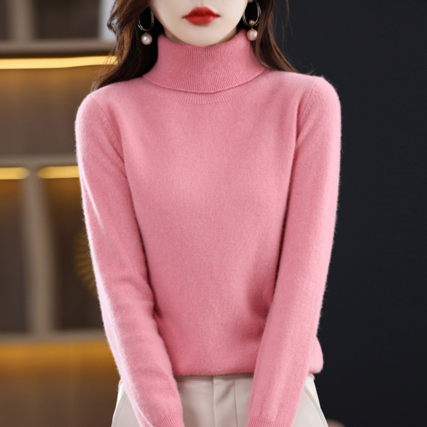 Women's Smart Cashmere Turtleneck with Slim Fit for Office