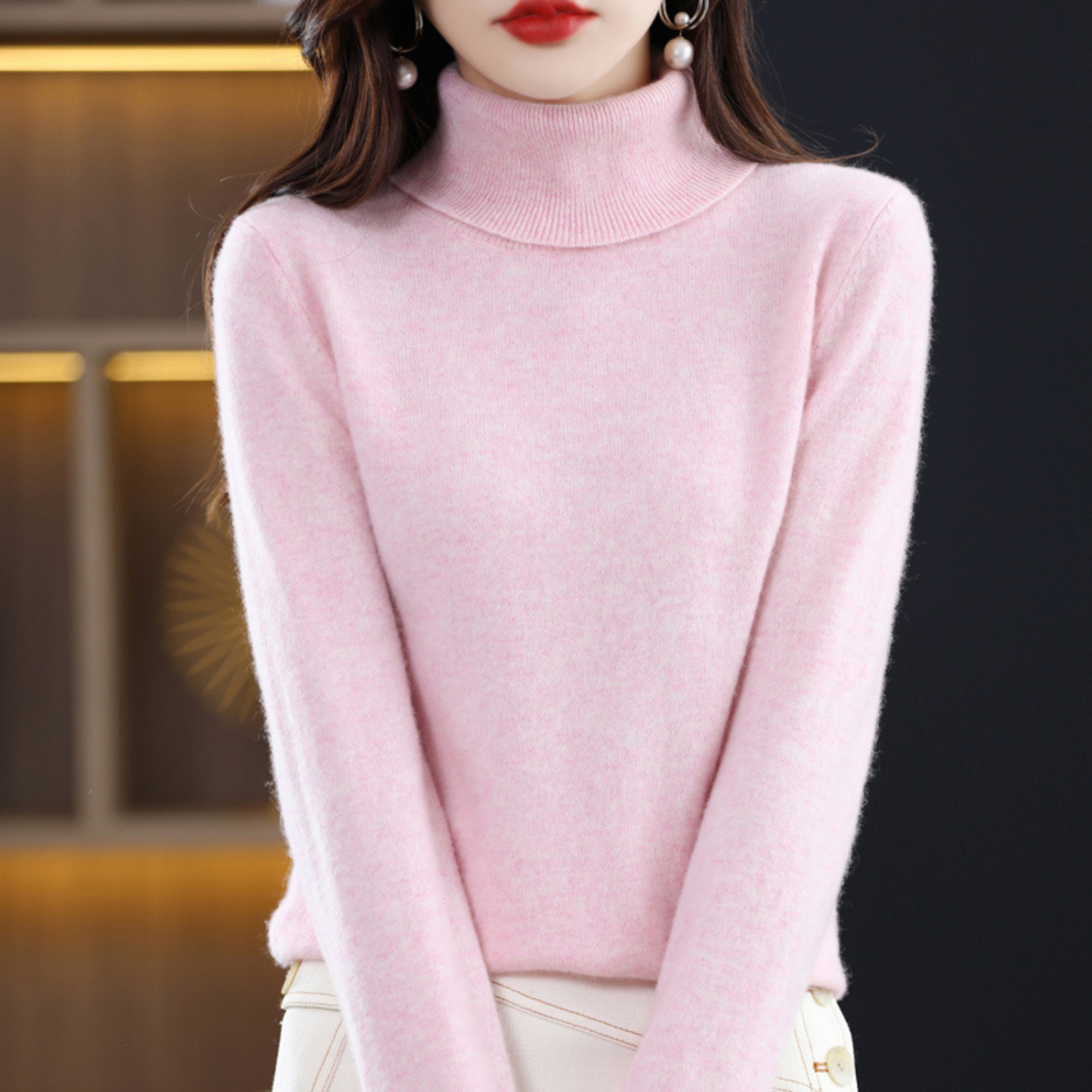 Women's Smart Cashmere Turtleneck with Slim Fit for Office
