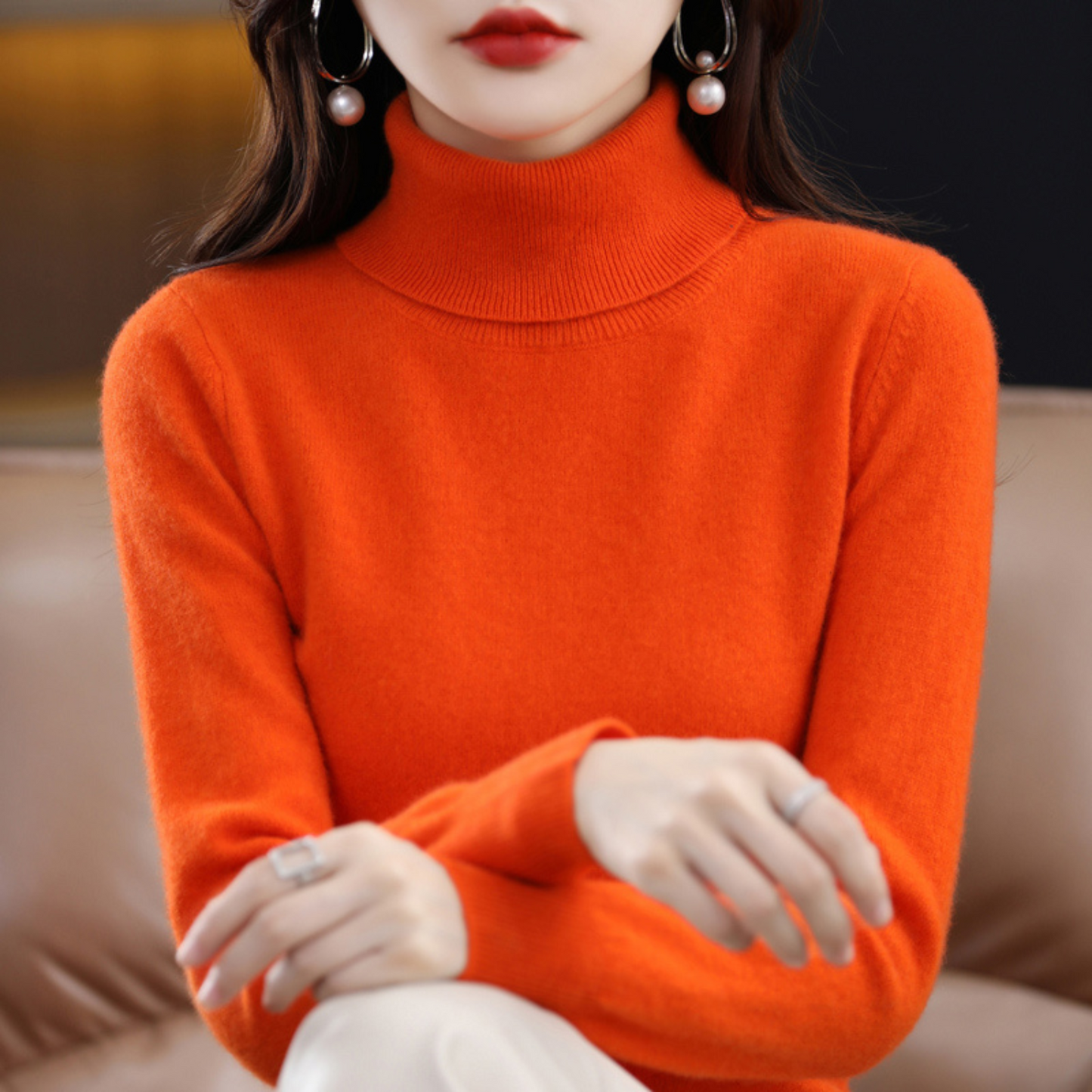 Women's Smart Cashmere Turtleneck with Slim Fit for Office