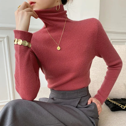 Women's Cashmere Turtleneck for Layering in Winter Weather