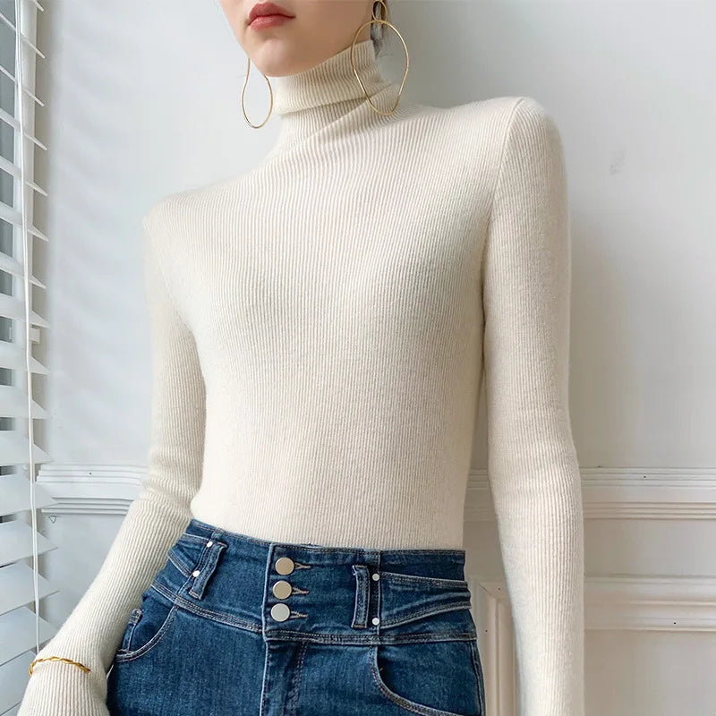 Women's Cashmere Turtleneck for Layering in Winter Weather