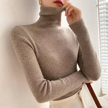 Women's Cashmere Turtleneck for Layering in Winter Weather