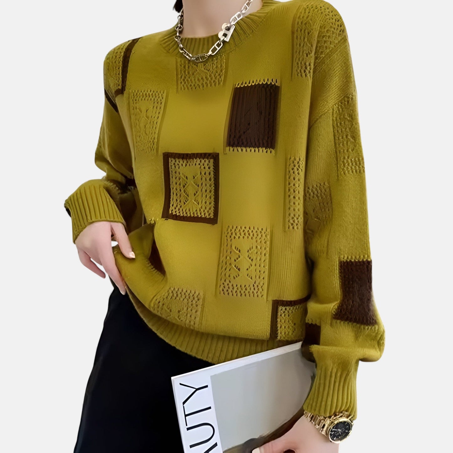 Women's Cozy Cardigan with Round Neckline for Work