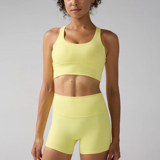 Women's Cross-Back Yoga Set with Stretch for Yoga