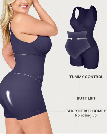Women's Deep V Bodycon Bodysuit with Waist Control for Office Wear