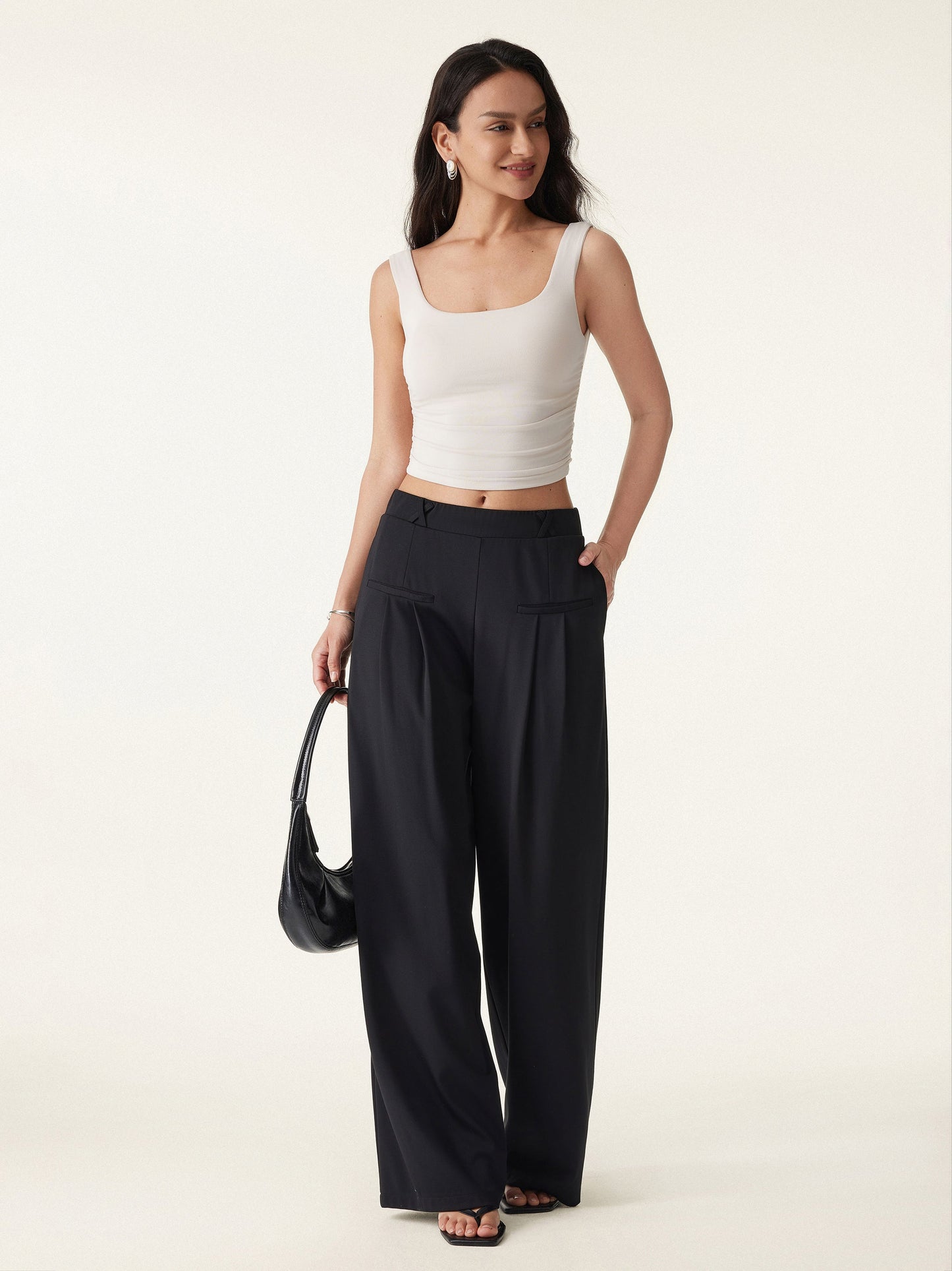 Women's Drapey Bamboo Ponte Wide Leg Trouser with Pockets