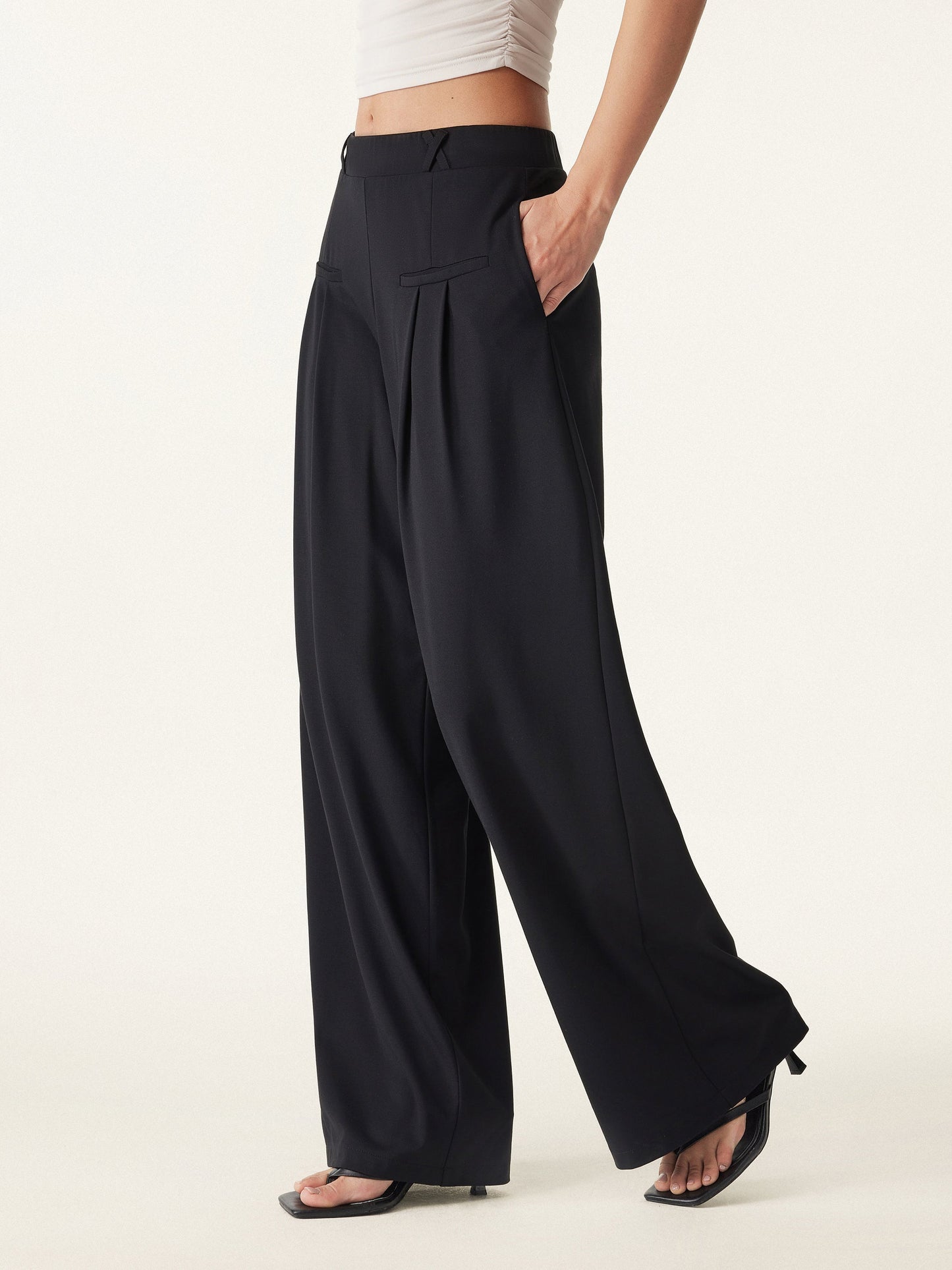 Women's Drapey Bamboo Ponte Wide Leg Trouser with Pockets
