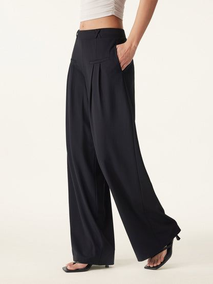 Women's Drapey Bamboo Ponte Wide Leg Trouser with Pockets
